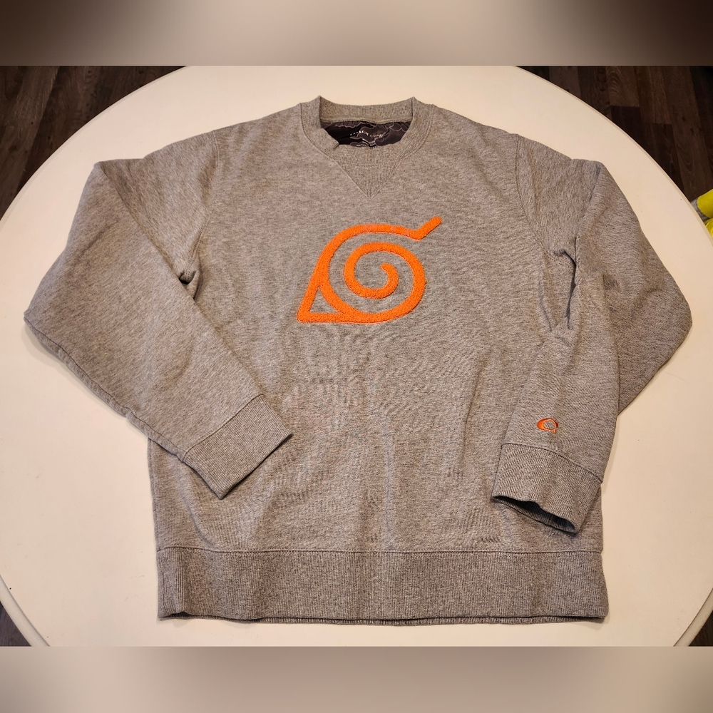 Coach X Naruto MBJ Limited Edition Crewneck Sweater Men Size Medium Grey Orange